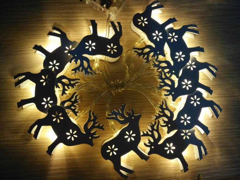 [세븐 네온] 배터리 전원 1.5M 10led 사슴 모양 어린이 방/정원/크리스마스/장식/휴일 led 문자열 빛